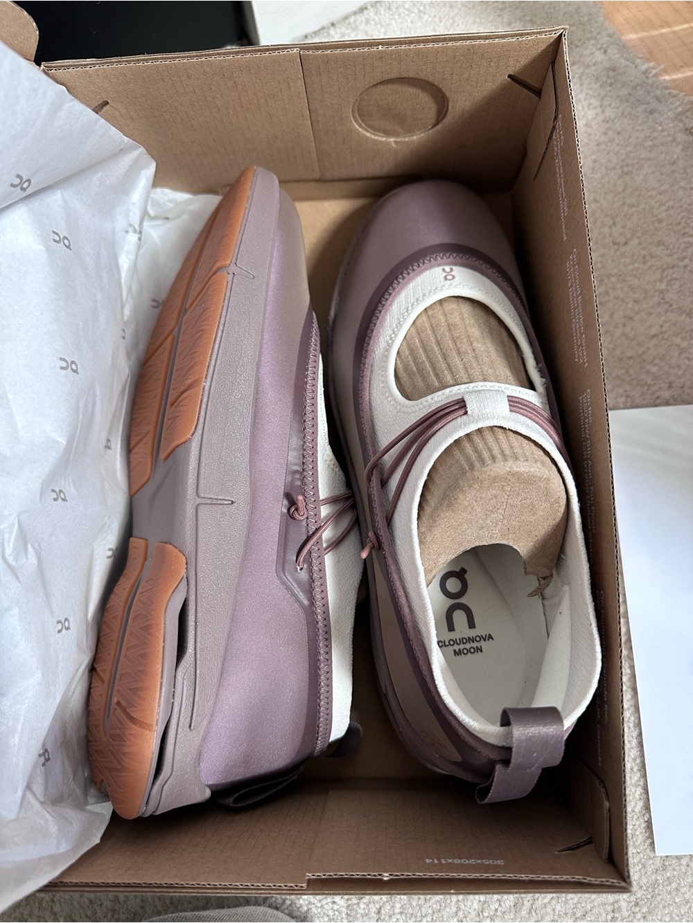 On Running Cloudnova Moon Sneakers in Dusty Mauve with Cream Trim